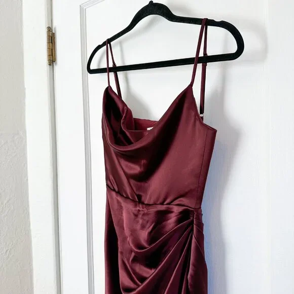 House of CB | Reva Satin Balcony Corset Midi‎ Dress in Rasin Brown - Picture 8 of 10